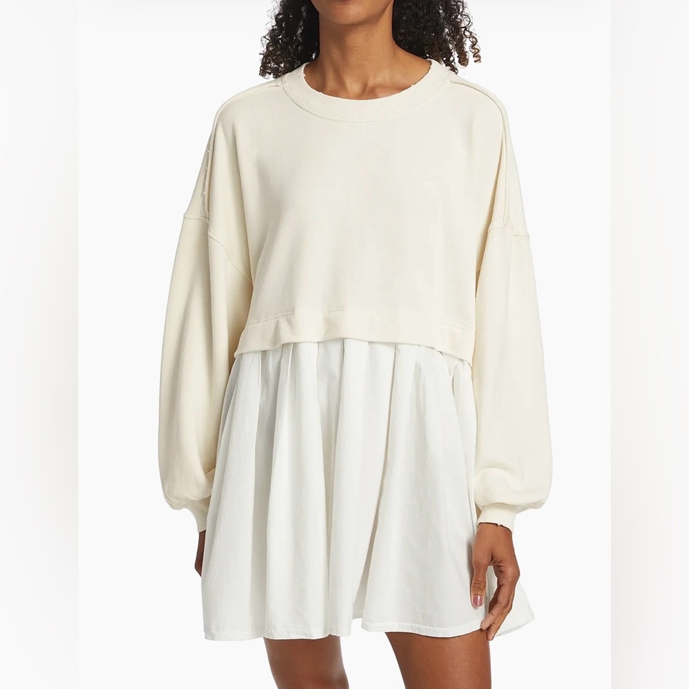 Free People Eleanor Pleated Trapeze Sweatshirt Dress